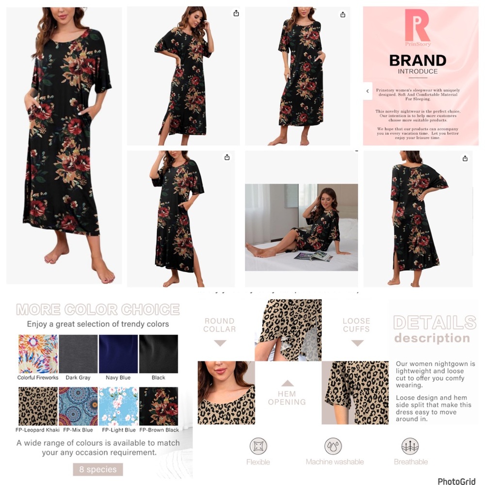 PrinStory 2X plus size floral nightgown sleepwear NWT